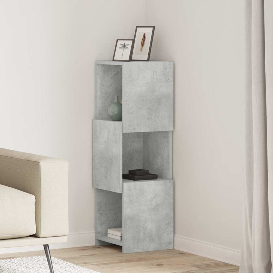 vidaXL Hoekkast Beton Grijs 30,5x30x95cm Bewerkt hout afbeelding 1