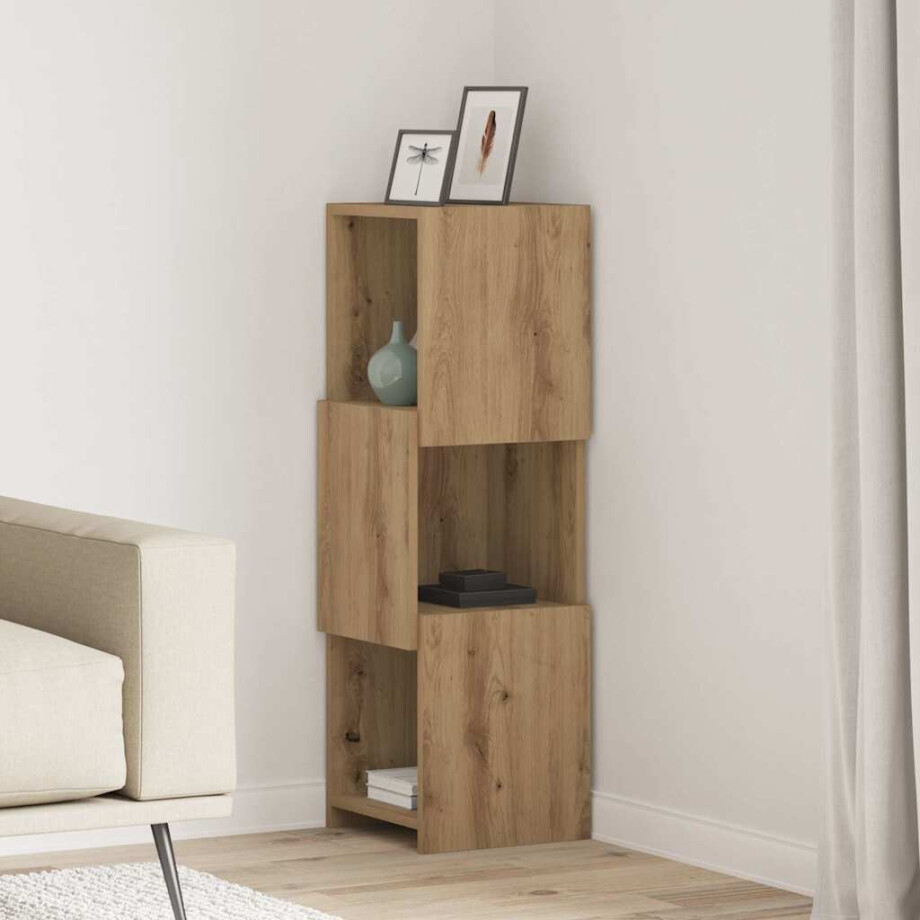 vidaXL Hoekkast Artisan Eiken 30,5x30x95cm Bewerkt hout vidaXL Hoekkast Artisan Eiken 30,5x30x95cm Bewerkt hout afbeelding 1