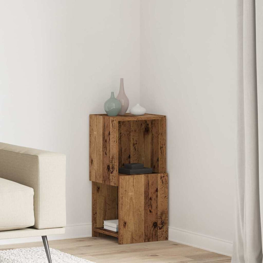 vidaXL Hoekkast Oudhout 30,5x30x65cm Bewerkt hout afbeelding 1