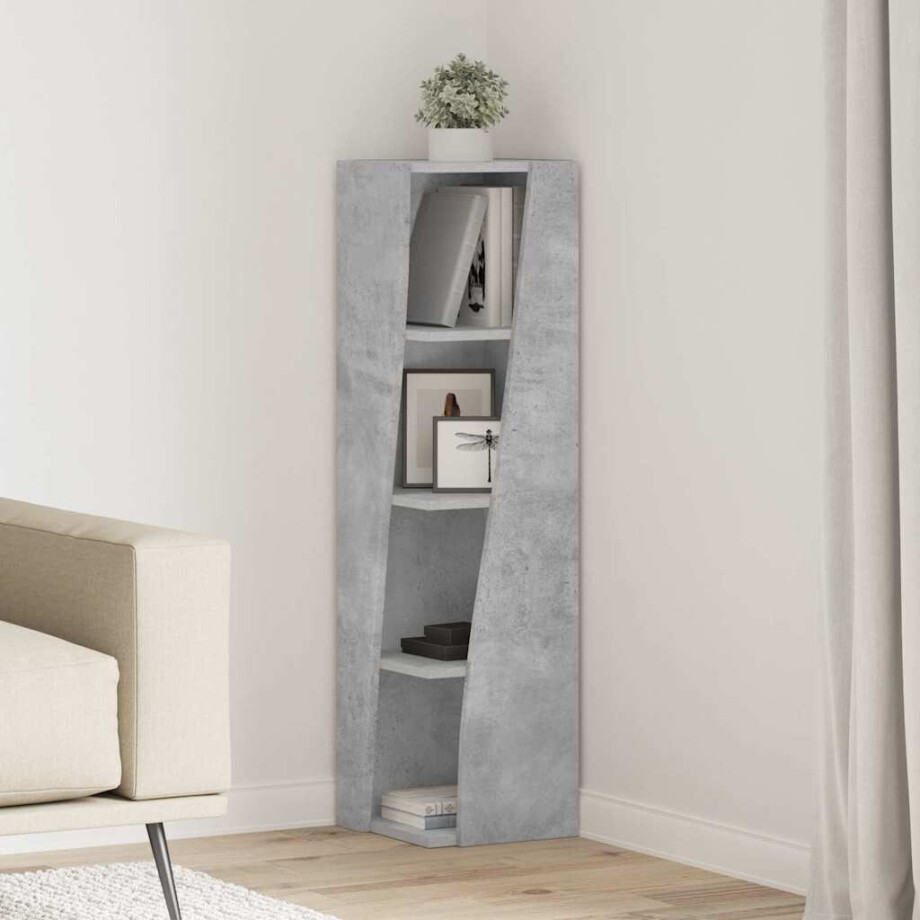 vidaXL Hoekkast Beton Grijs 27,5x27x102cm Bewerkt hout vidaXL Hoekkast Beton Grijs 27,5x27x102cm Bewerkt hout afbeelding 1