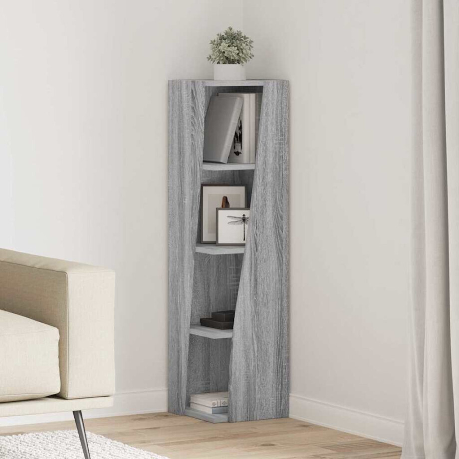 vidaXL Hoekkast Grijs Sonoma 27,5x27x102cm Bewerkt hout afbeelding 1