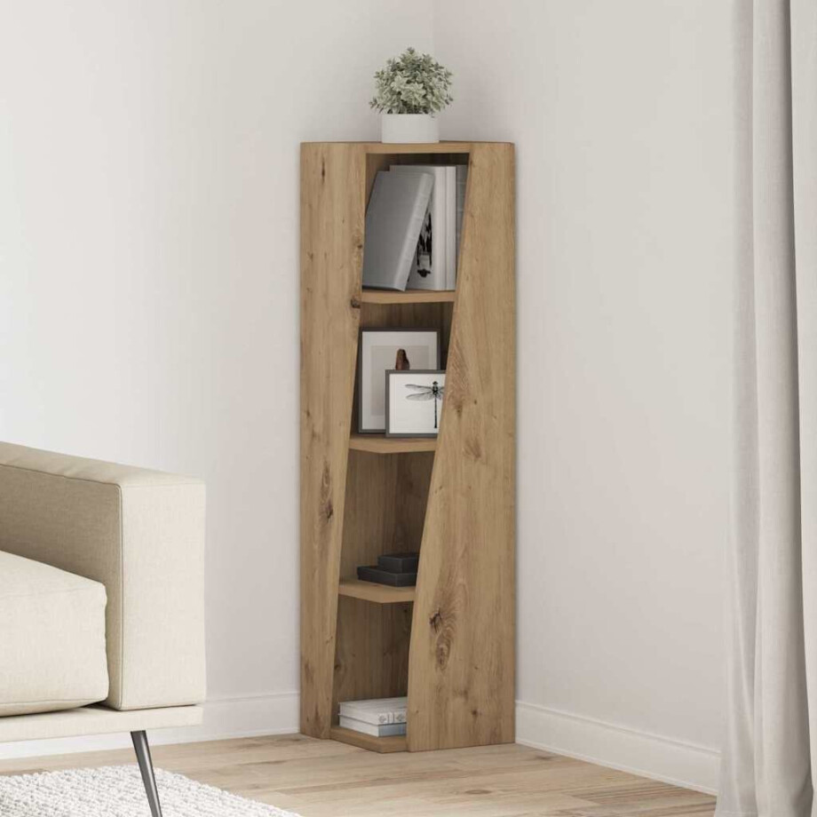 vidaXL Hoekkast Artisan Eiken 27,5x27x102cm Bewerkt hout afbeelding 1