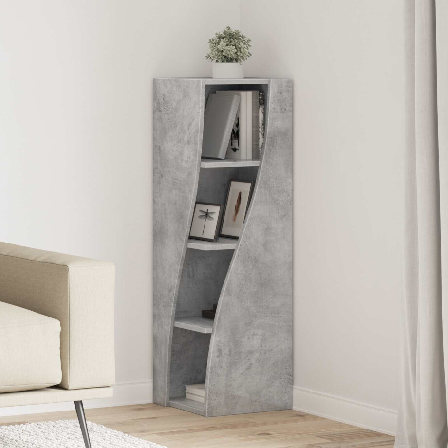 vidaXL Hoekkast Beton Grijs 32x32x102cm Bewerkt hout vidaXL Hoekkast Beton Grijs 32x32x102cm Bewerkt hout afbeelding 1