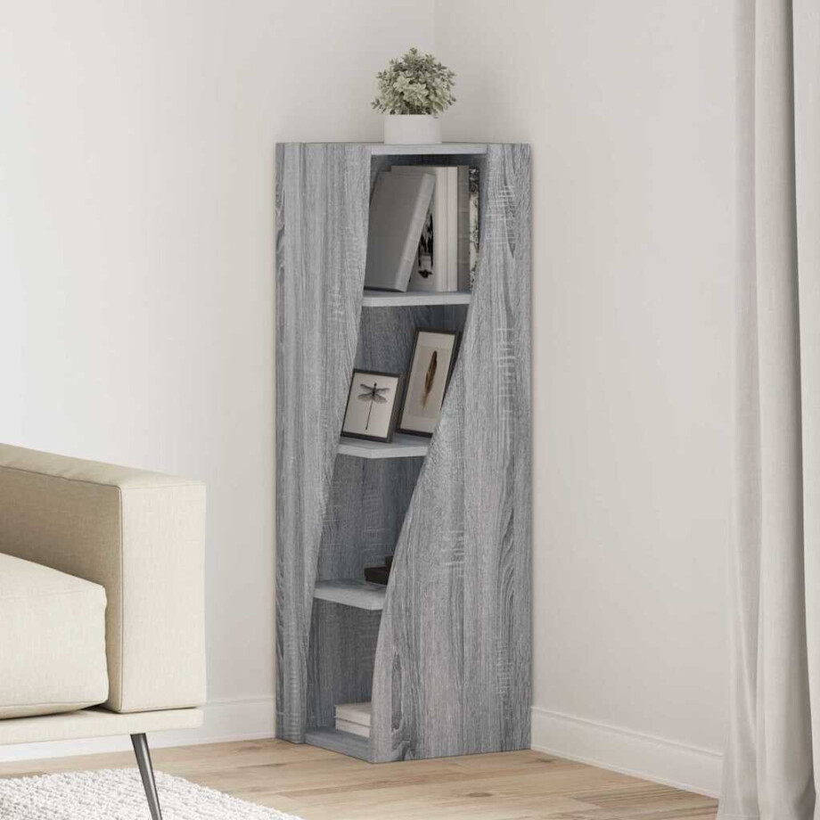 vidaXL Hoekkast Grijs Sonoma 32x32x102cm Bewerkt hout afbeelding 1