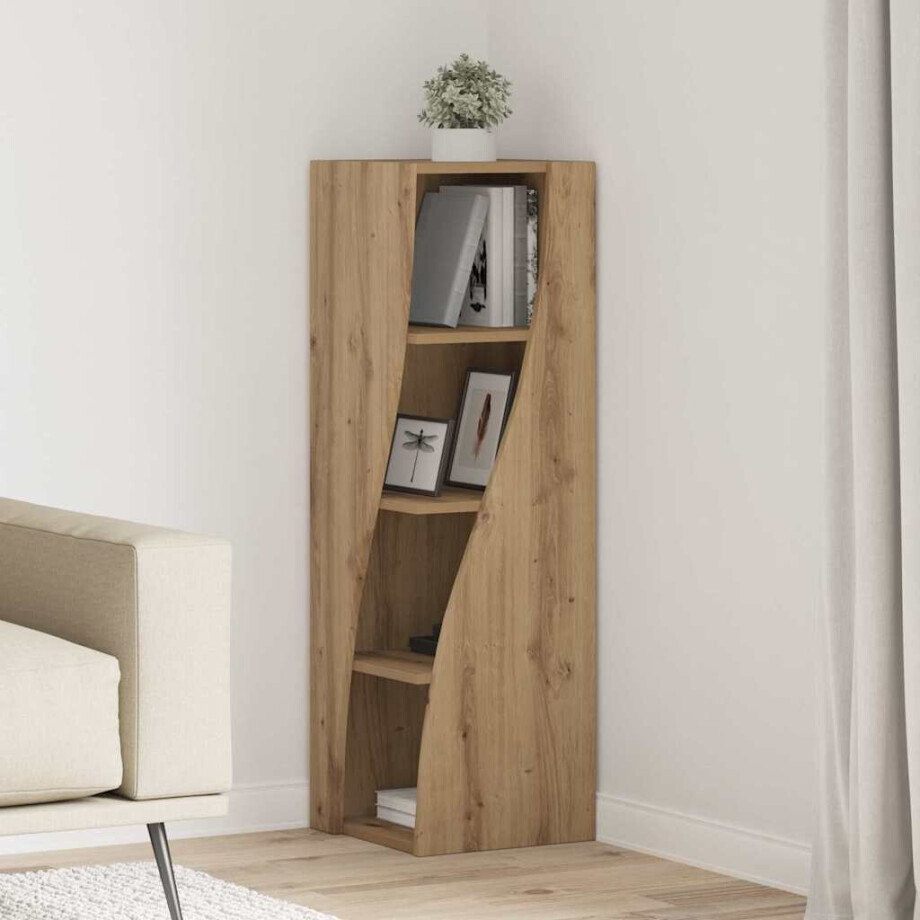 vidaXL Hoekkast Artisan Eiken 32x32x102cm Bewerkt hout afbeelding 1