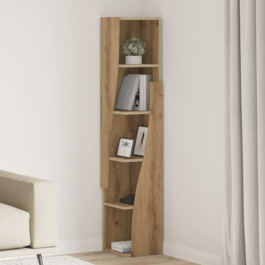vidaXL Hoekkast Artisan Eiken 27,5x27x140cm Bewerkt hout afbeelding 1