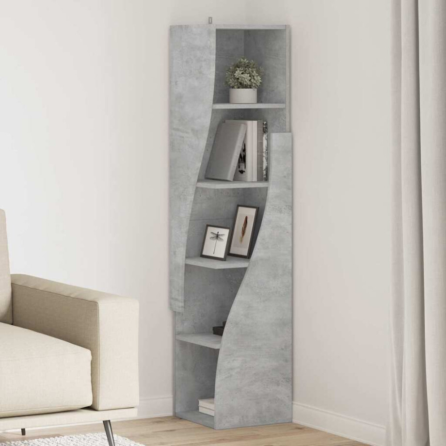 vidaXL Hoekkast Beton Grijs 32x32x140cm Bewerkt hout vidaXL Hoekkast Beton Grijs 32x32x140cm Bewerkt hout afbeelding 1