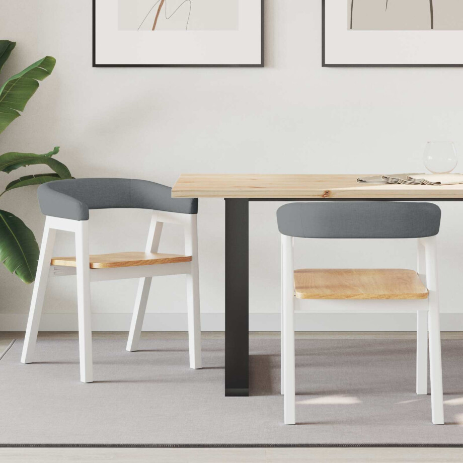 vidaXL Eettafelstoelen 2 pcs Wit 54 x 57 x 73 cm Massief Rubberhout afbeelding 1