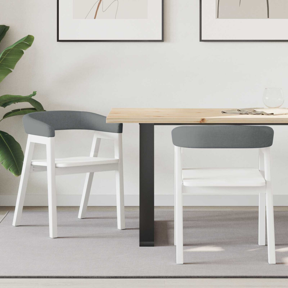 vidaXL Eettafelstoelen 2 pcs Wit 54 x 57 x 73 cm Massief Rubberhout afbeelding 1