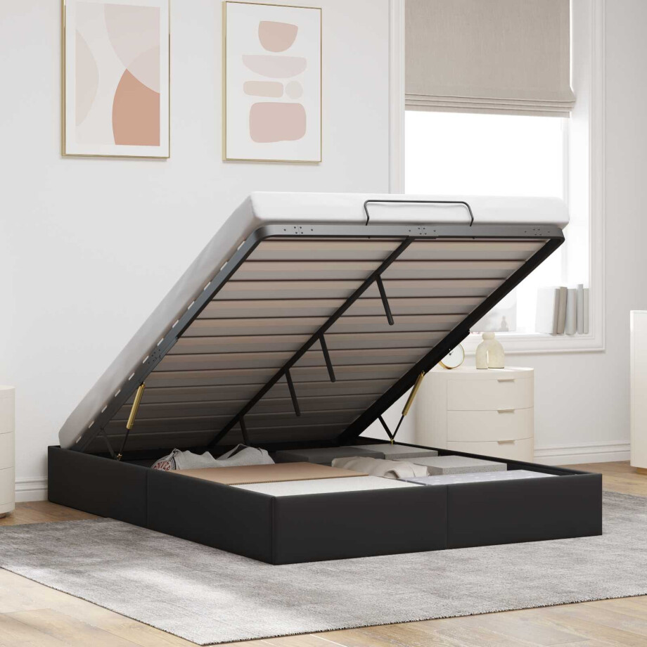 vidaXL Ottoman Bedframe Zwart 153 x 203 cm Fluweel vidaXL Ottoman Bedframe Zwart 153 x 203 cm Fluweel afbeelding 1