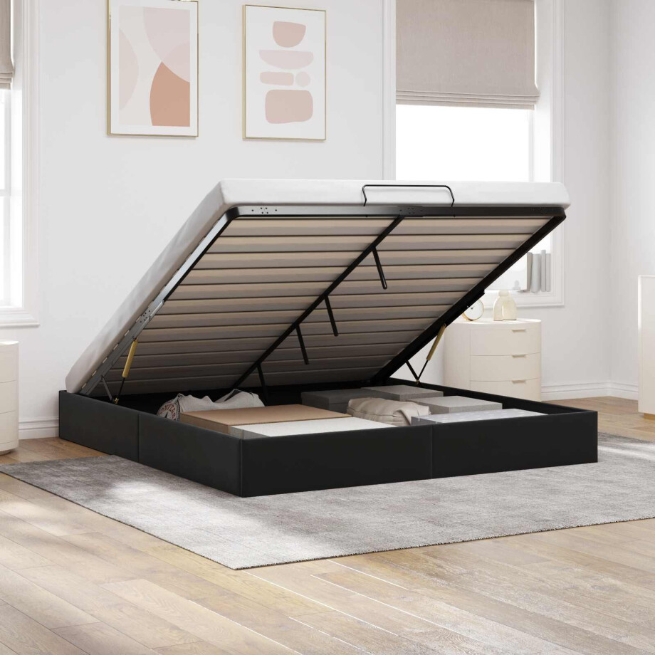vidaXL Ottoman Bedframe Zwart King size Fluweel vidaXL Ottoman Bedframe Zwart King size Fluweel afbeelding 1