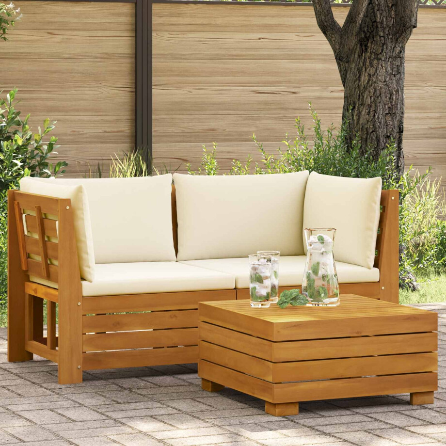 vidaXL Tuin loungeset met kussen 2 Stuk Bruin Massief Acaciahout afbeelding 1