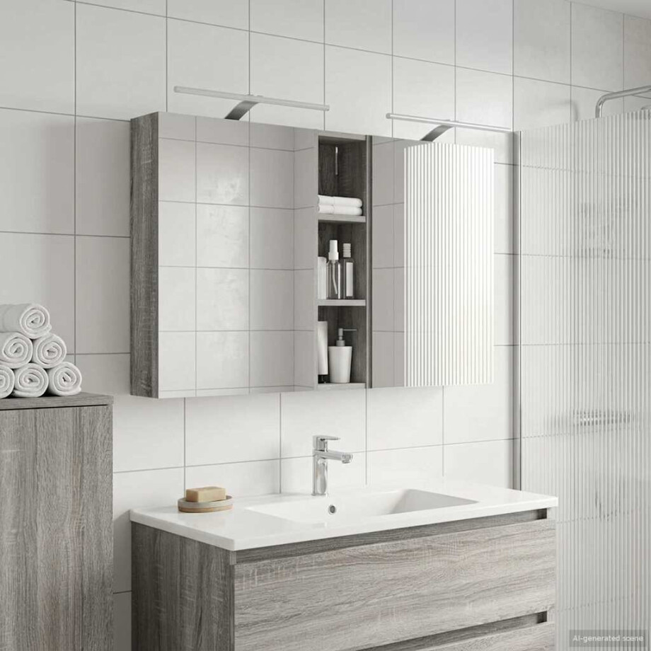 vidaXL Badkamerkastenset 3 pcs 120 x 14,5 x 70 cm Bewerkt hout afbeelding 1