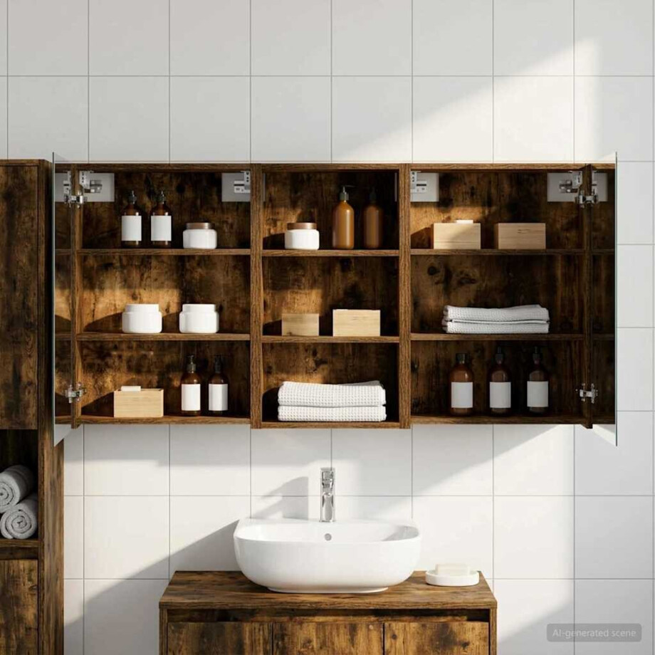 vidaXL Badkamerkastenset 3 pcs 140 x 14,5 x 70 cm Bewerkt hout afbeelding 1