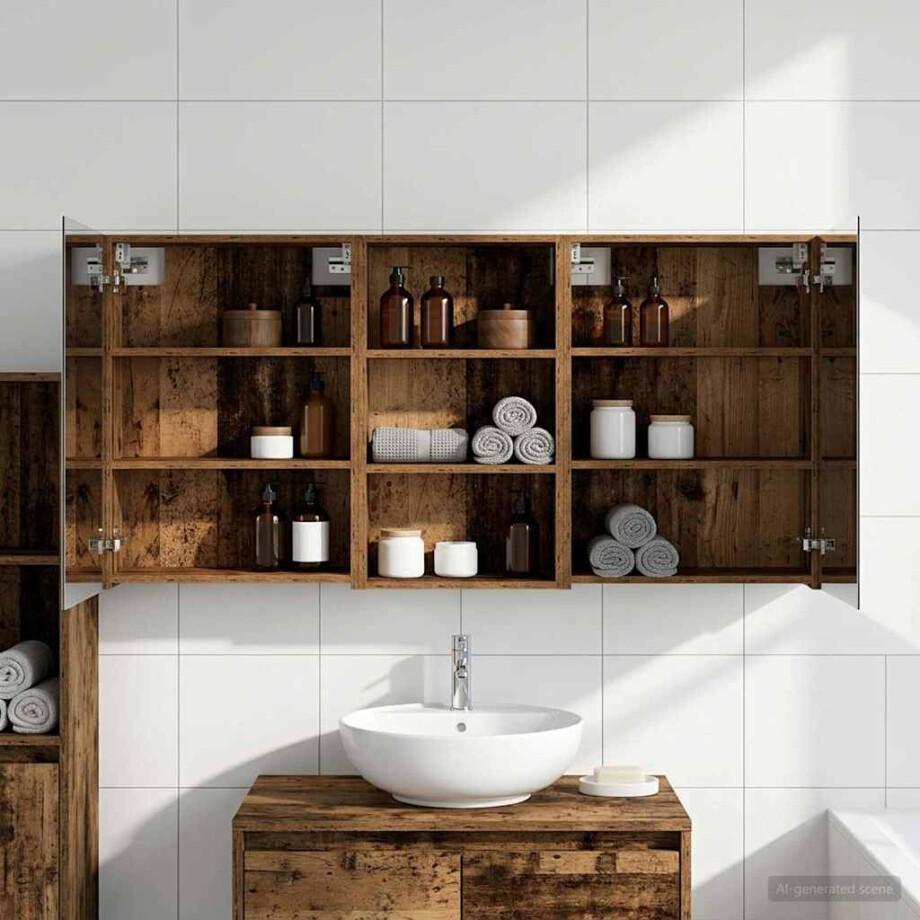 vidaXL Badkamerkastenset 3 pcs 140 x 14,5 x 70 cm Bewerkt hout afbeelding 1