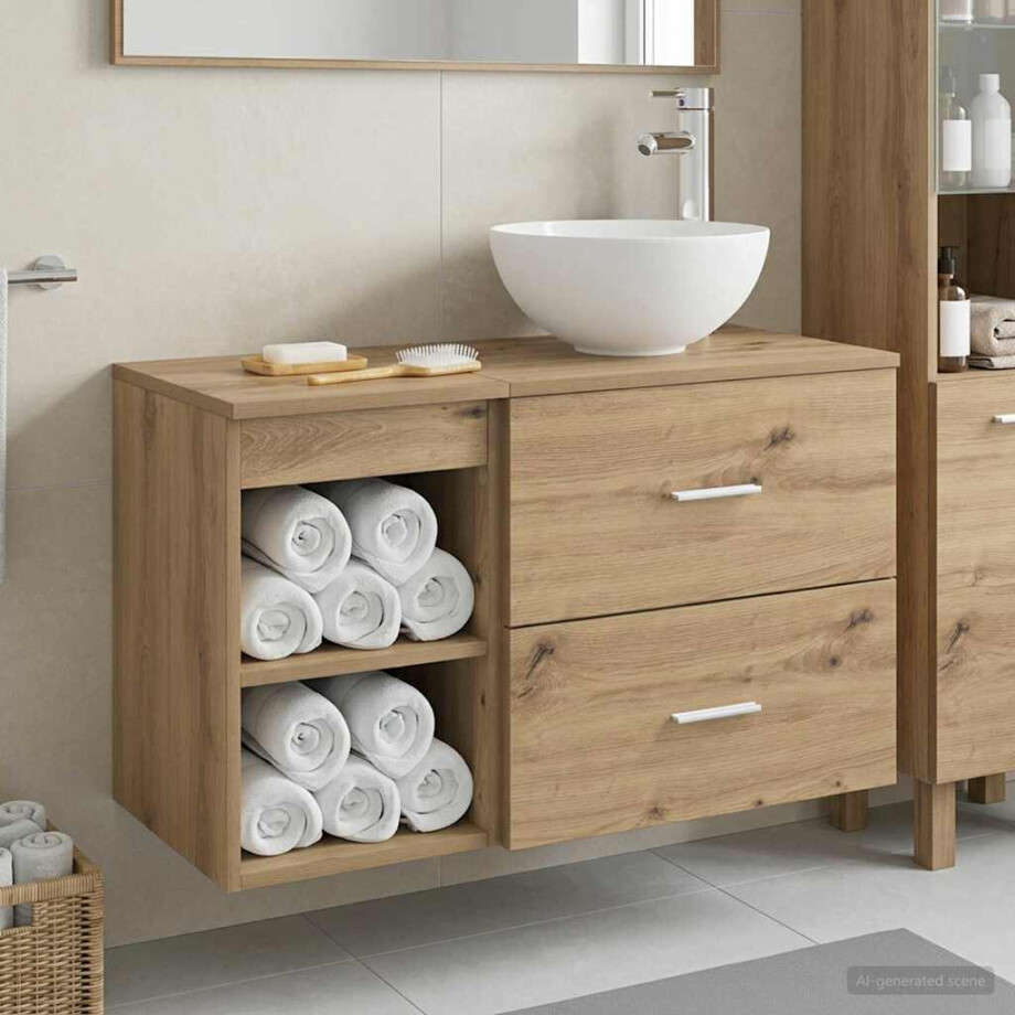 vidaXL Badkamermeubelset 2 st Artisanaal eiken Bewerkt hout afbeelding 1