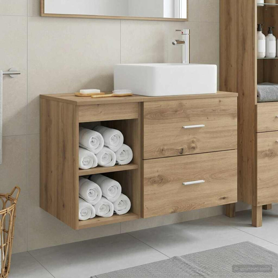 vidaXL Badkamermeubelset 2 st Artisanaal eiken Bewerkt hout afbeelding 1