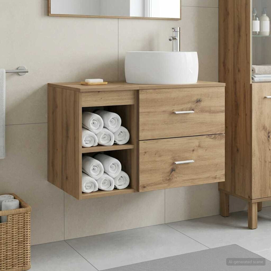 vidaXL Badkamermeubelset 2 st Artisanaal eiken Bewerkt hout afbeelding 1