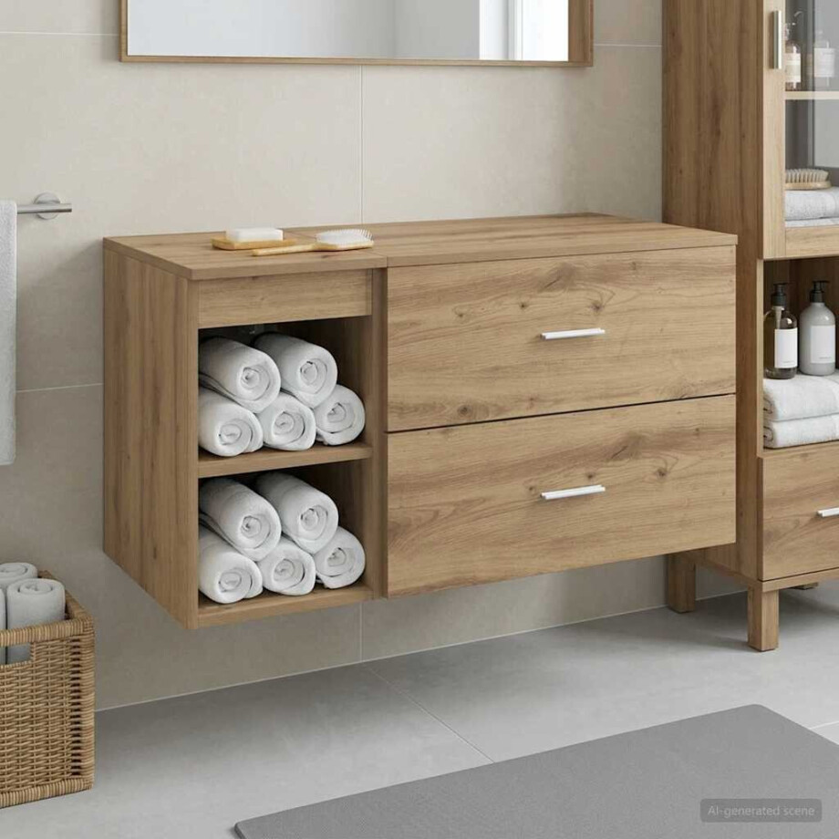 vidaXL Badkamermeubelset 2 st Artisanaal eiken Bewerkt hout afbeelding 1