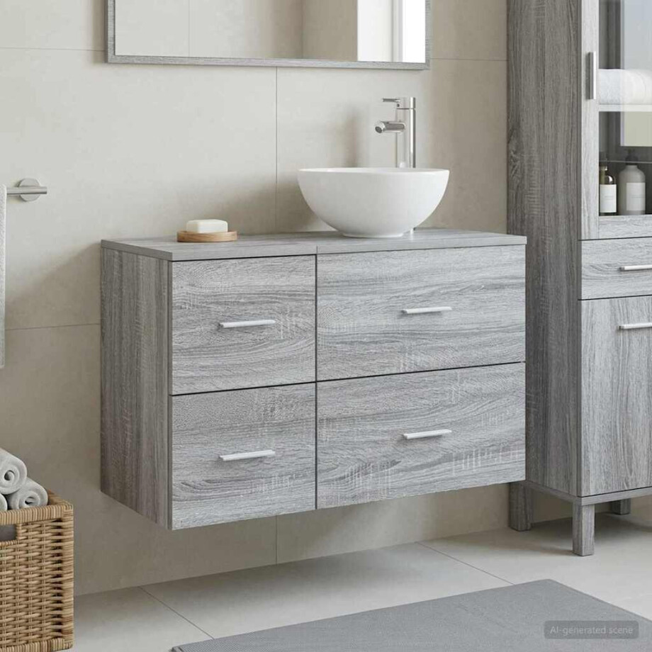 vidaXL Badkamermeubelset 2 pcs Grijs Sonoma Bewerkt hout afbeelding 1