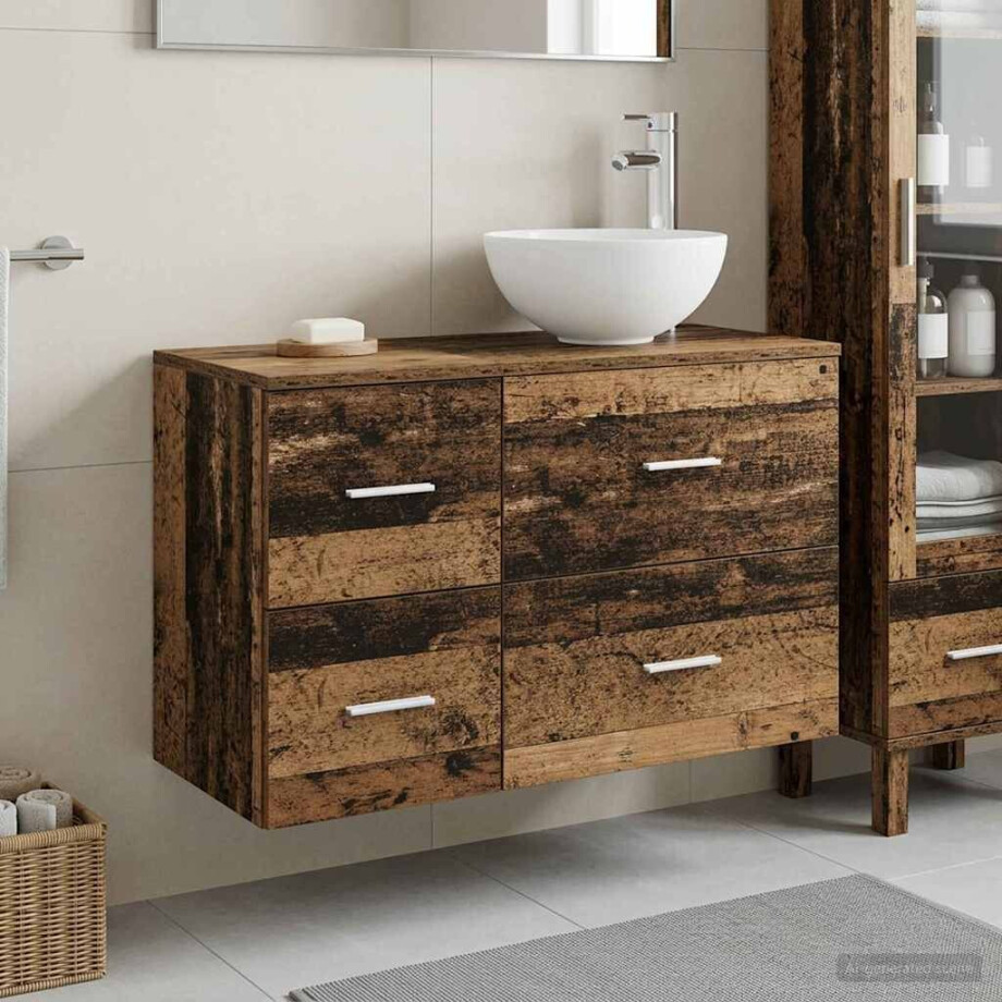 vidaXL Badkamermeubelset 2 pcs Oud hout Bewerkt hout vidaXL Badkamermeubelset 2 pcs Oud hout Bewerkt hout afbeelding 1