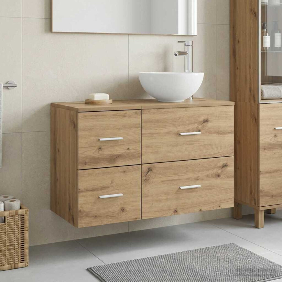 vidaXL Badkamermeubelset 2 st Artisanaal eiken Bewerkt hout afbeelding 1