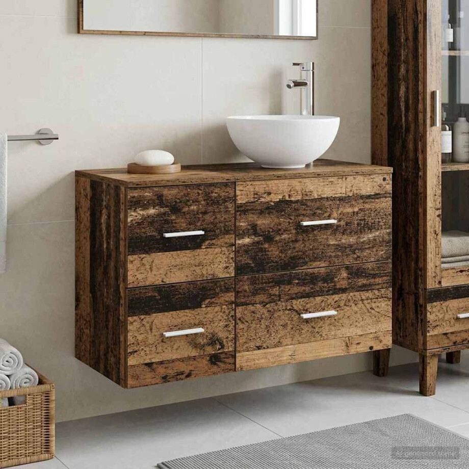 vidaXL Badkamermeubelset 2 pcs Oud hout Bewerkt hout afbeelding 1