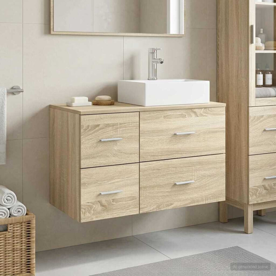 vidaXL Badkamermeubelset 2 st Sonoma Eiken Bewerkt hout vidaXL Badkamermeubelset 2 st Sonoma Eiken Bewerkt hout afbeelding 1