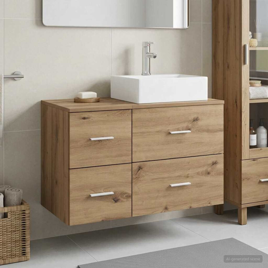 vidaXL Badkamermeubelset 2 st Artisanaal eiken Bewerkt hout afbeelding 1
