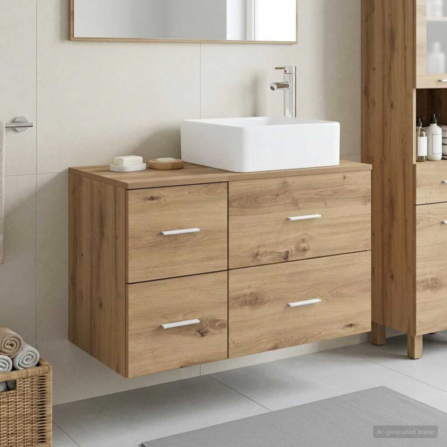 vidaXL Badkamermeubelset 2 st Artisanaal eiken Bewerkt hout afbeelding 1