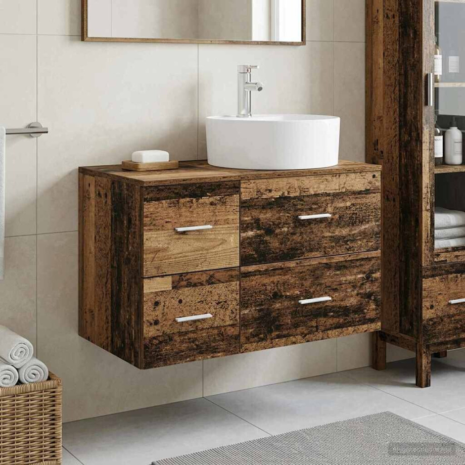 vidaXL Badkamermeubelset 2 st Oud hout Bewerkt hout afbeelding 1