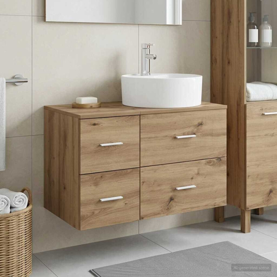 vidaXL Badkamermeubelset 2 st Artisanaal eiken Bewerkt hout afbeelding 1