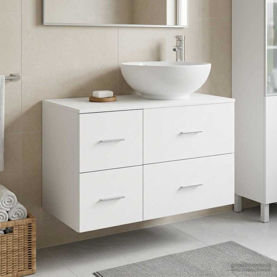 vidaXL Badkamermeubelset 2 st Wit Bewerkt hout afbeelding 1