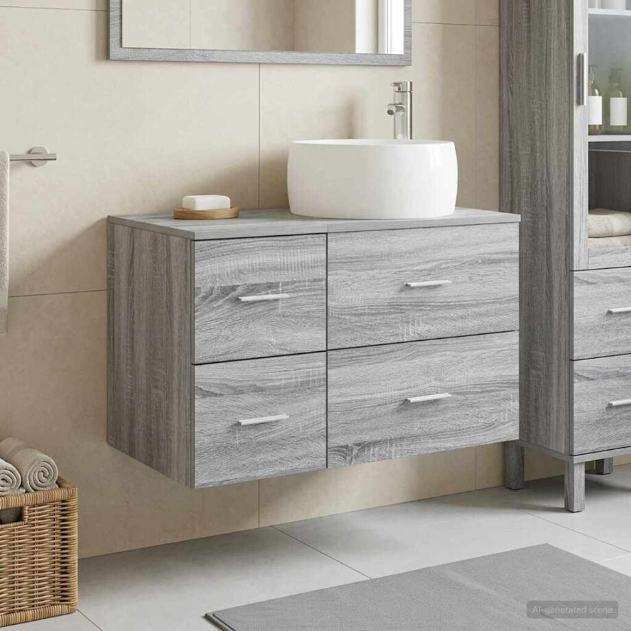 vidaXL Badkamermeubelset 2 st Grijs Sonoma Bewerkt hout afbeelding 1