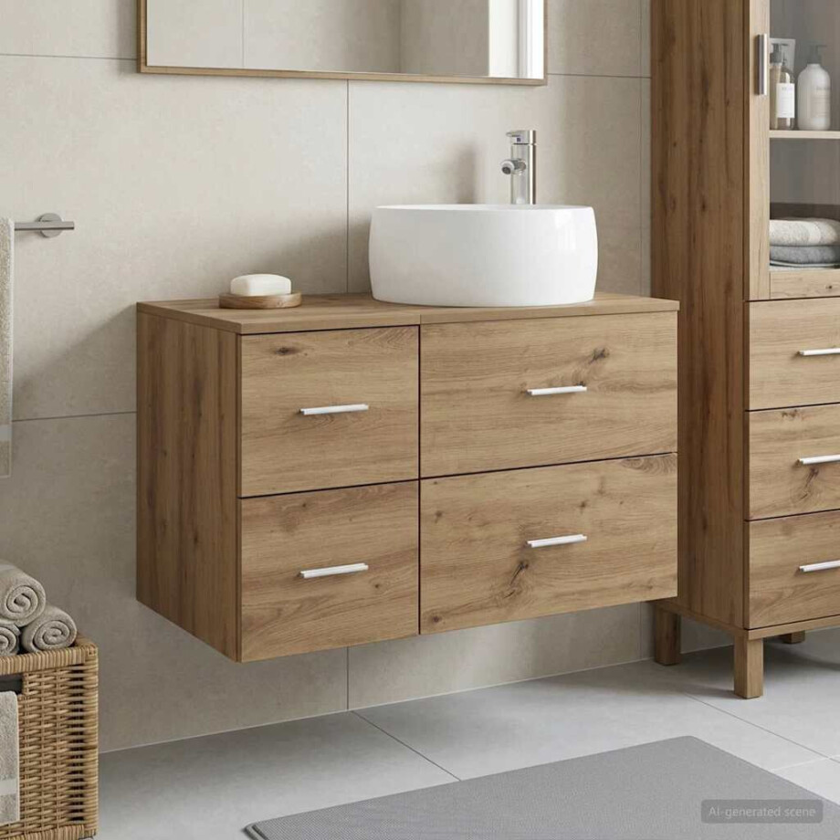 vidaXL Badkamermeubelset 2 st Artisanaal eiken Bewerkt hout afbeelding 1