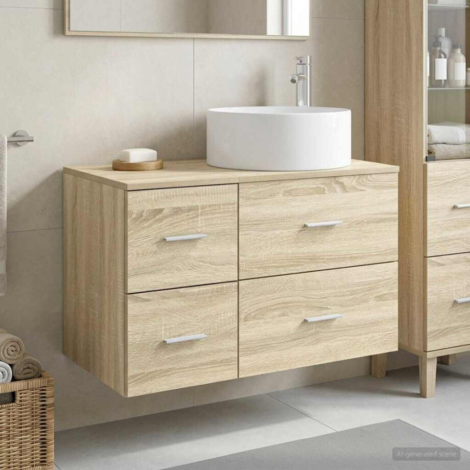 vidaXL Badkamermeubelset 2 st Sonoma Eiken Bewerkt hout vidaXL Badkamermeubelset 2 st Sonoma Eiken Bewerkt hout afbeelding 1