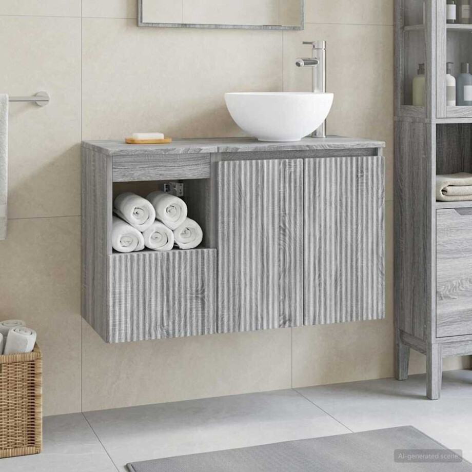 vidaXL Badkamermeubelset 2 st Grijs Sonoma Bewerkt hout afbeelding 1