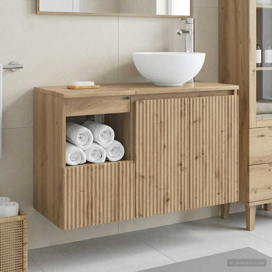 vidaXL Badkamermeubelset 2 st Artisanaal eiken Bewerkt hout afbeelding 1