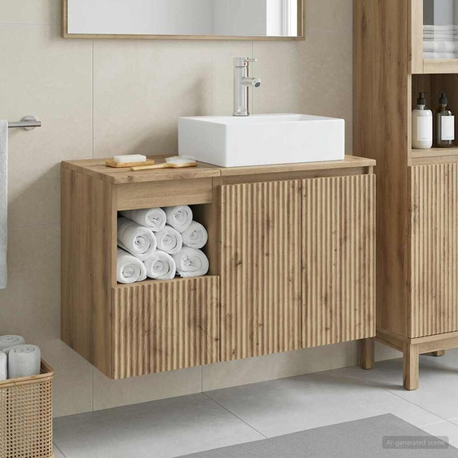 vidaXL Badkamermeubelset 2 st Artisanaal eiken Bewerkt hout afbeelding 1