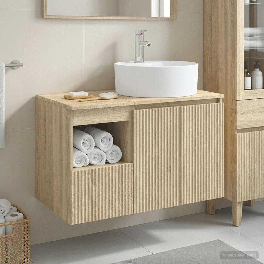 vidaXL Badkamermeubelset 2 st Sonoma Eiken Bewerkt hout vidaXL Badkamermeubelset 2 st Sonoma Eiken Bewerkt hout afbeelding 1