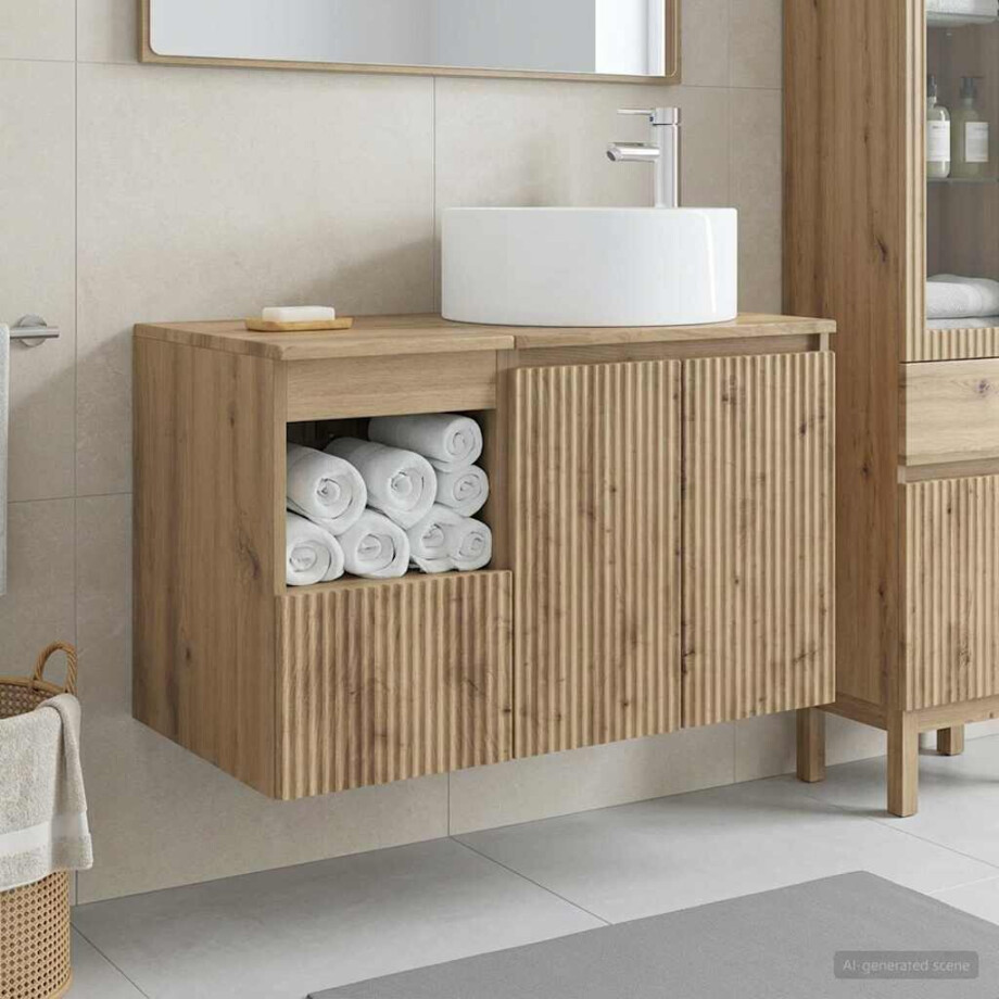 vidaXL Badkamermeubelset 2 st Artisanaal eiken Bewerkt hout vidaXL Badkamermeubelset 2 st Artisanaal eiken Bewerkt hout afbeelding 1