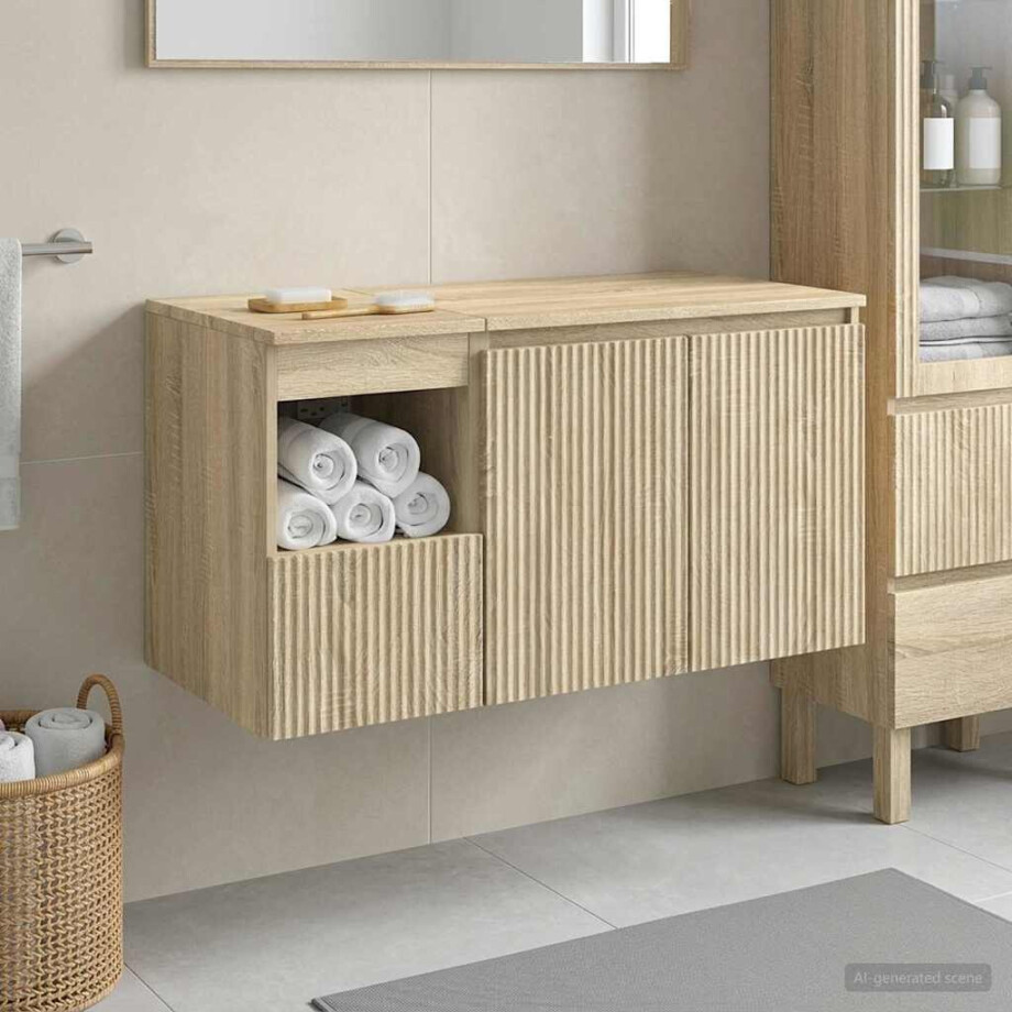vidaXL Badkamermeubelset 2 st Sonoma Eiken Bewerkt hout vidaXL Badkamermeubelset 2 st Sonoma Eiken Bewerkt hout afbeelding 1
