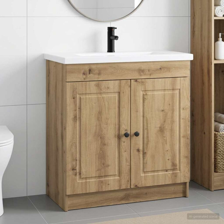 vidaXL Badkamermeubelset Artisanaal eiken 56 x 37,5 x 81 cm afbeelding 1