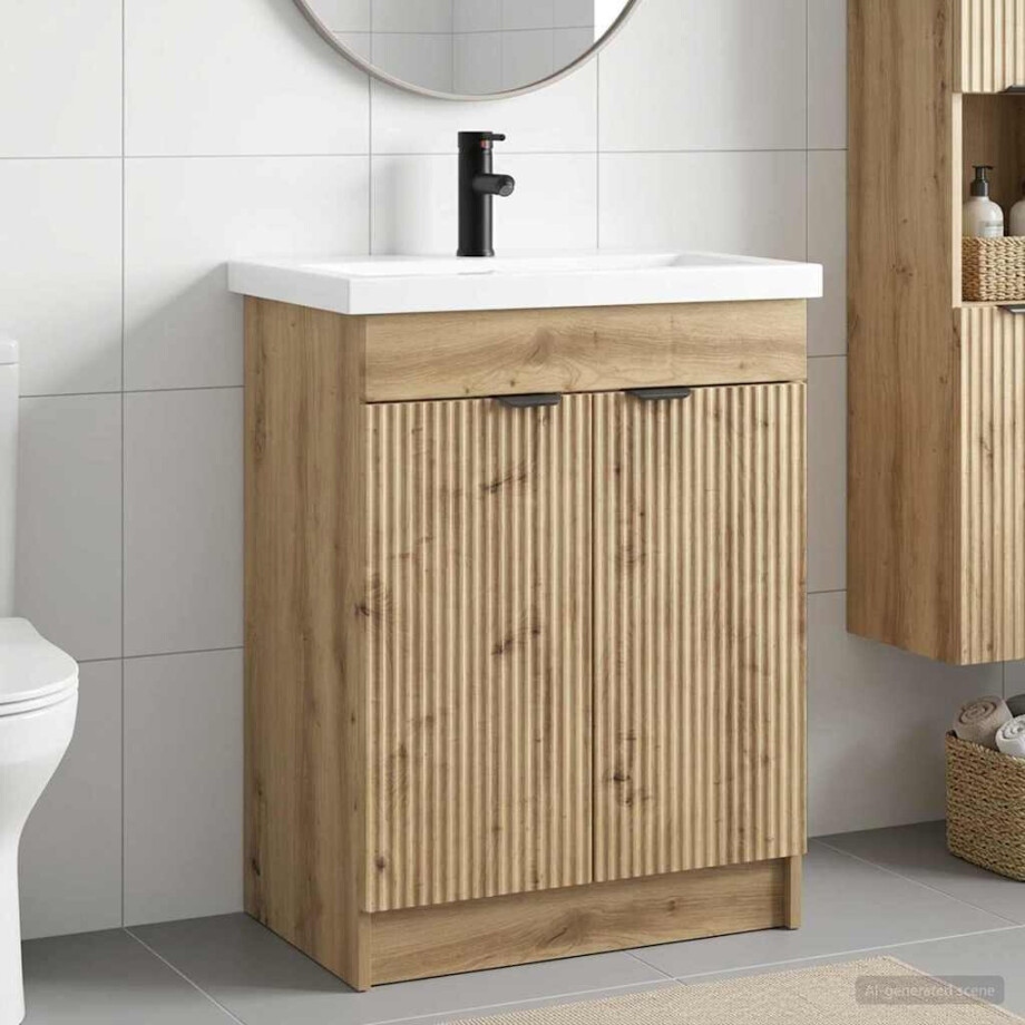 vidaXL Badkamermeubelset Artisanaal eiken 56 x 37,5 x 81 cm afbeelding 1