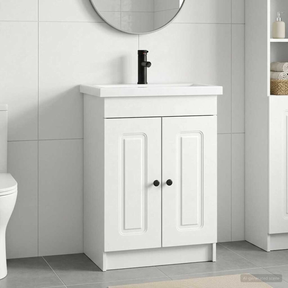 vidaXL Badkamermeubelset Wit 56 x 37,5 x 81 cm Bewerkt hout afbeelding 1