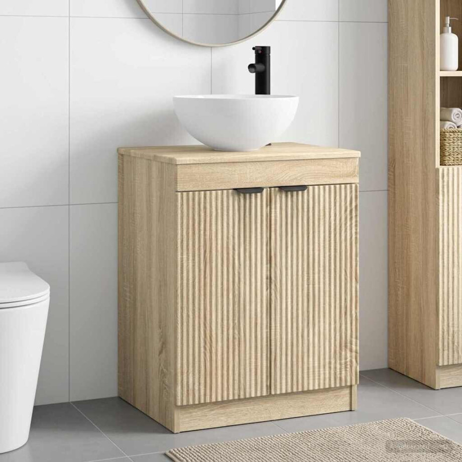 vidaXL Badkamermeubelset Sonoma Eiken Bewerkt hout vidaXL Badkamermeubelset Sonoma Eiken Bewerkt hout afbeelding 1