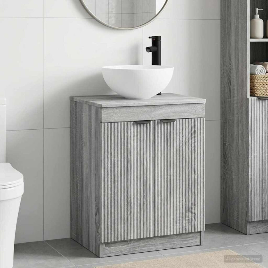 vidaXL Badkamermeubelset Grijs Sonoma Bewerkt hout vidaXL Badkamermeubelset Grijs Sonoma Bewerkt hout afbeelding 1