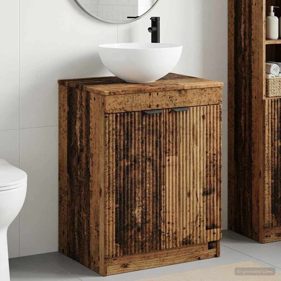 vidaXL Badkamermeubelset Oud hout Bewerkt hout afbeelding 1