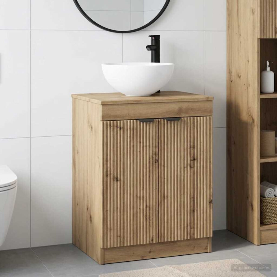 vidaXL Badkamermeubelset Artisanaal eiken Bewerkt hout afbeelding 1