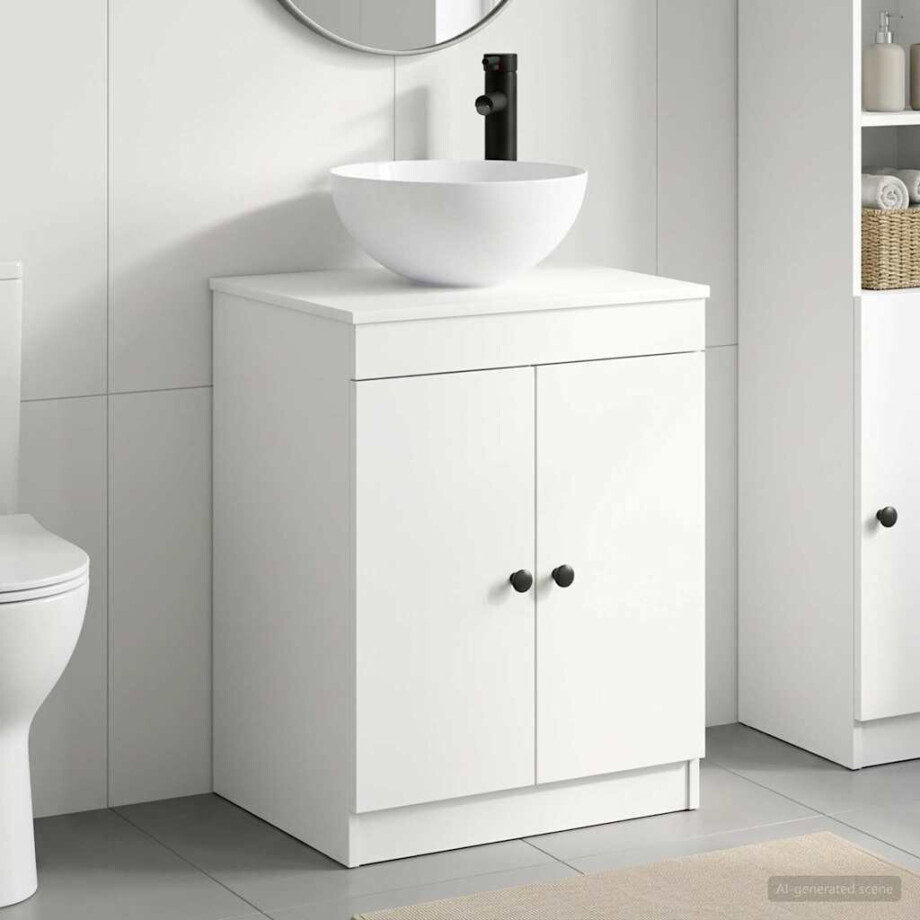 vidaXL Badkamermeubelset Wit Bewerkt hout vidaXL Badkamermeubelset Wit Bewerkt hout afbeelding 1